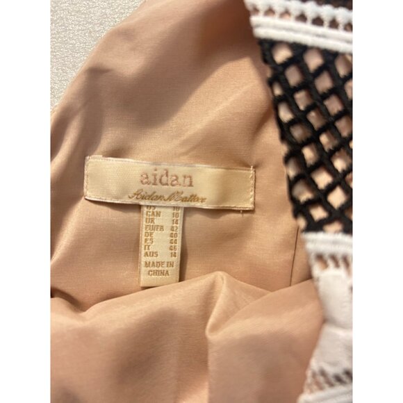 Aidan Mattox Black Cream Striped Sleeveless Cocktail Party Dress 8 10 NWT - Picture 5 of 6